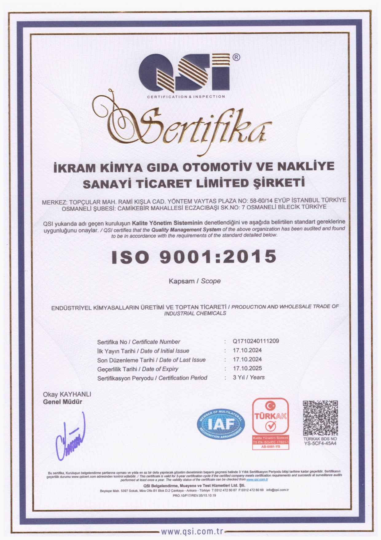 ISO Sertifikası
