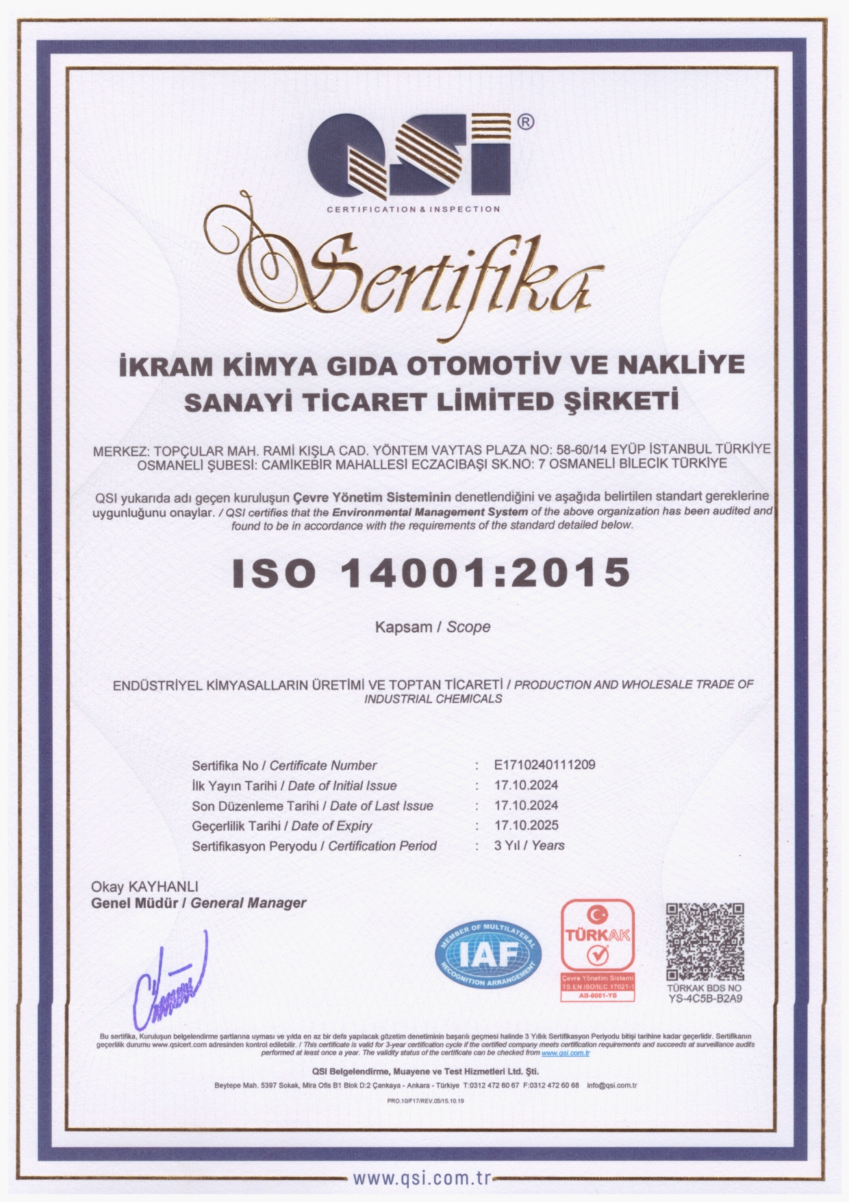 ISO Sertifikası