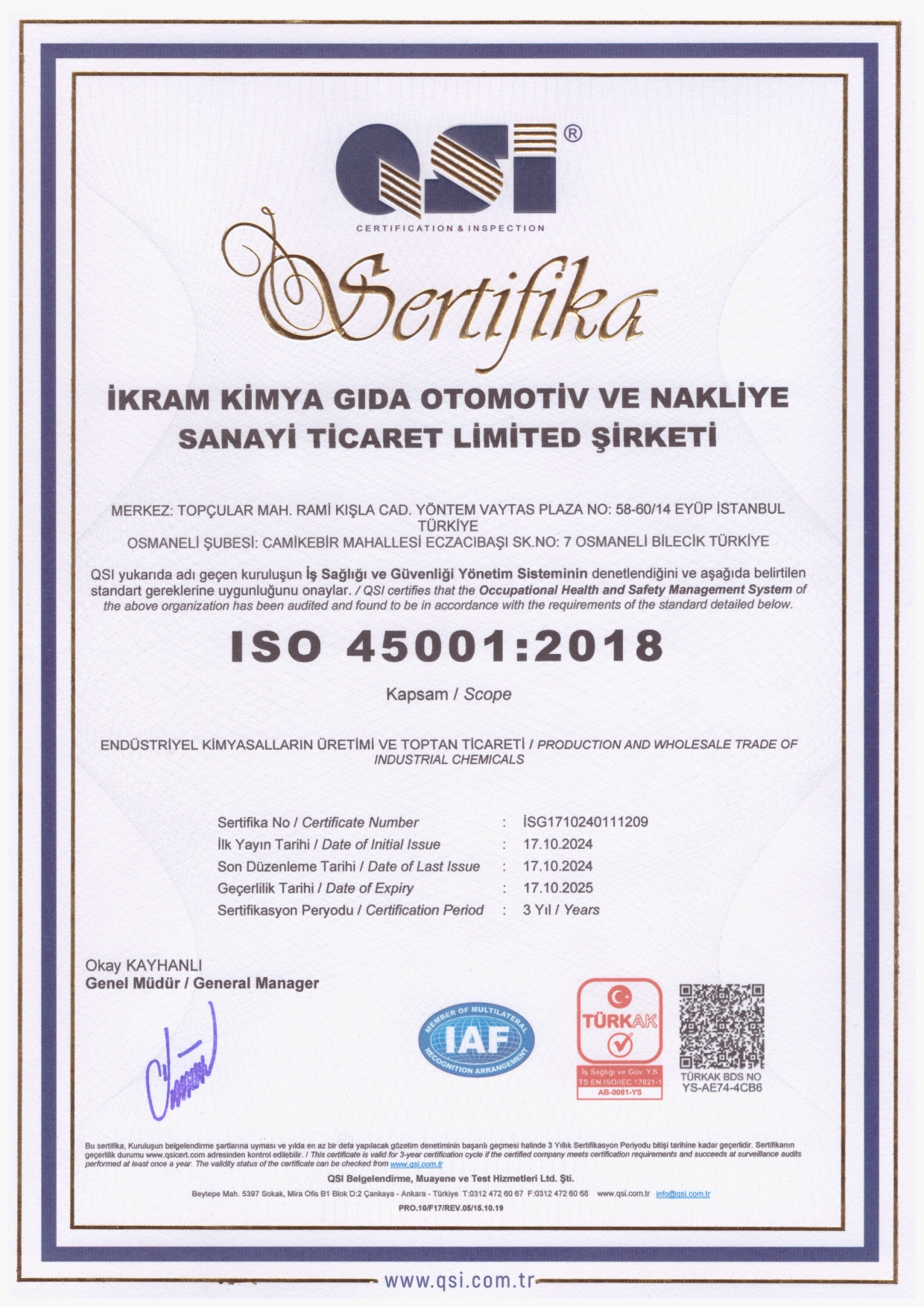 ISO Sertifikası