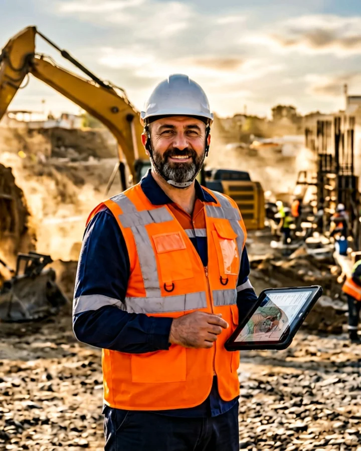 Kiralık İş Makinem - Şantiyede proje yöneticisi ve iş makineleri